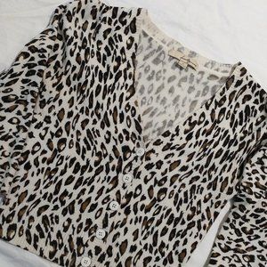 Cheetah Print Cardigan Button-Up Sweater